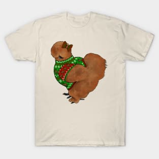 Red Silkie Chicken In An Ugly Christmas Sweater With Bow T-Shirt